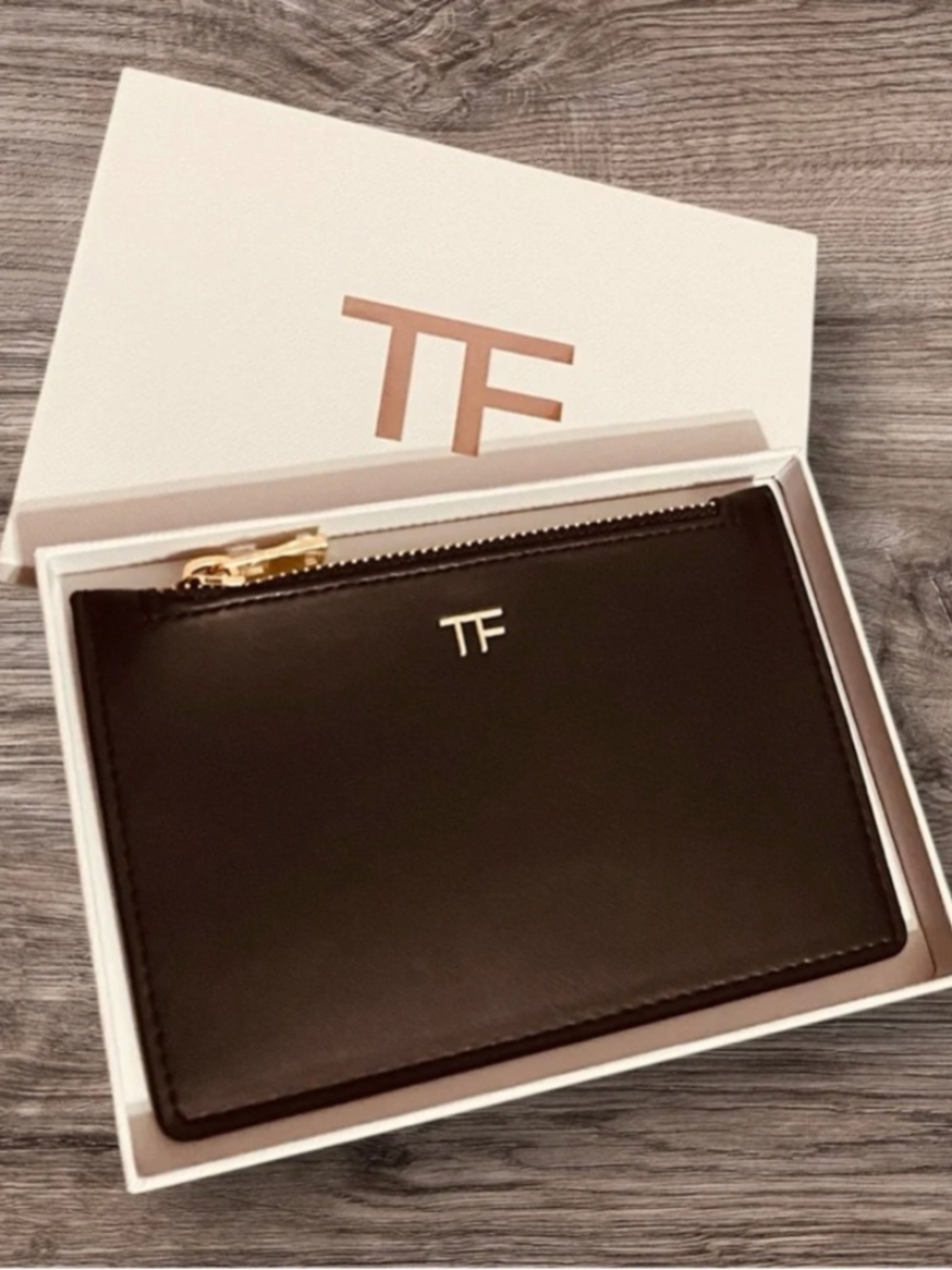 Tom Ford Black Zippered Pouch New With Box
